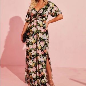 Floral Cutout Puff sleeve jumpsuit